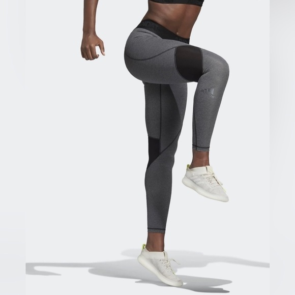 ADIDAS WOMAN’S / ALPHASKIN SPORT TIGHTS/ NWT - DARK GREY HEATHER/BLACK / size M - Picture 3 of 7